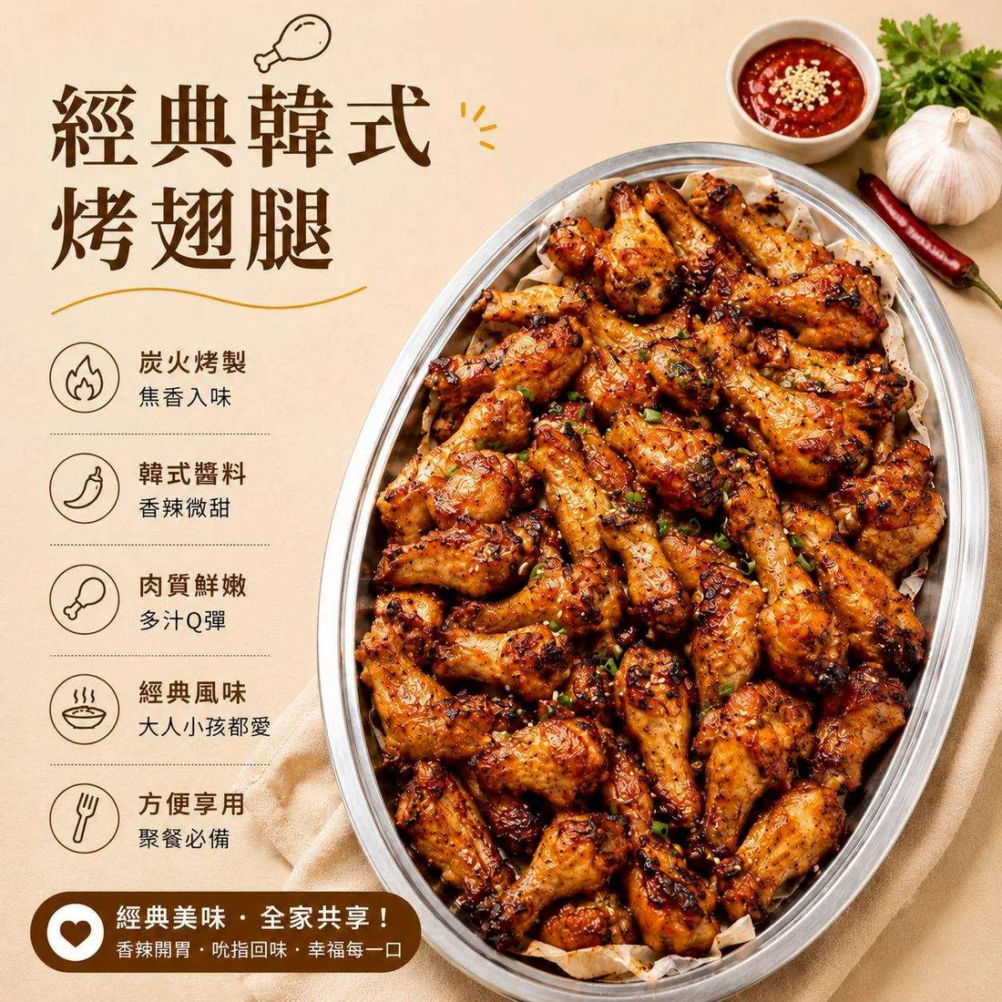 經典韓式烤翅腿 蓮福外燴葷食料理|經典韓式烤翅腿
